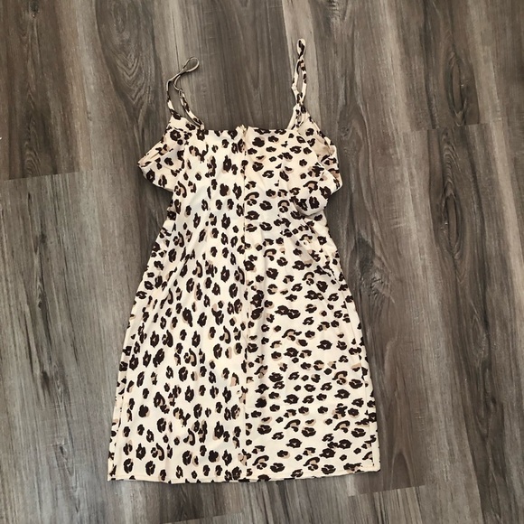 Forever 21 cream cheetah print cowl neck dress size small - Picture 4 of 6